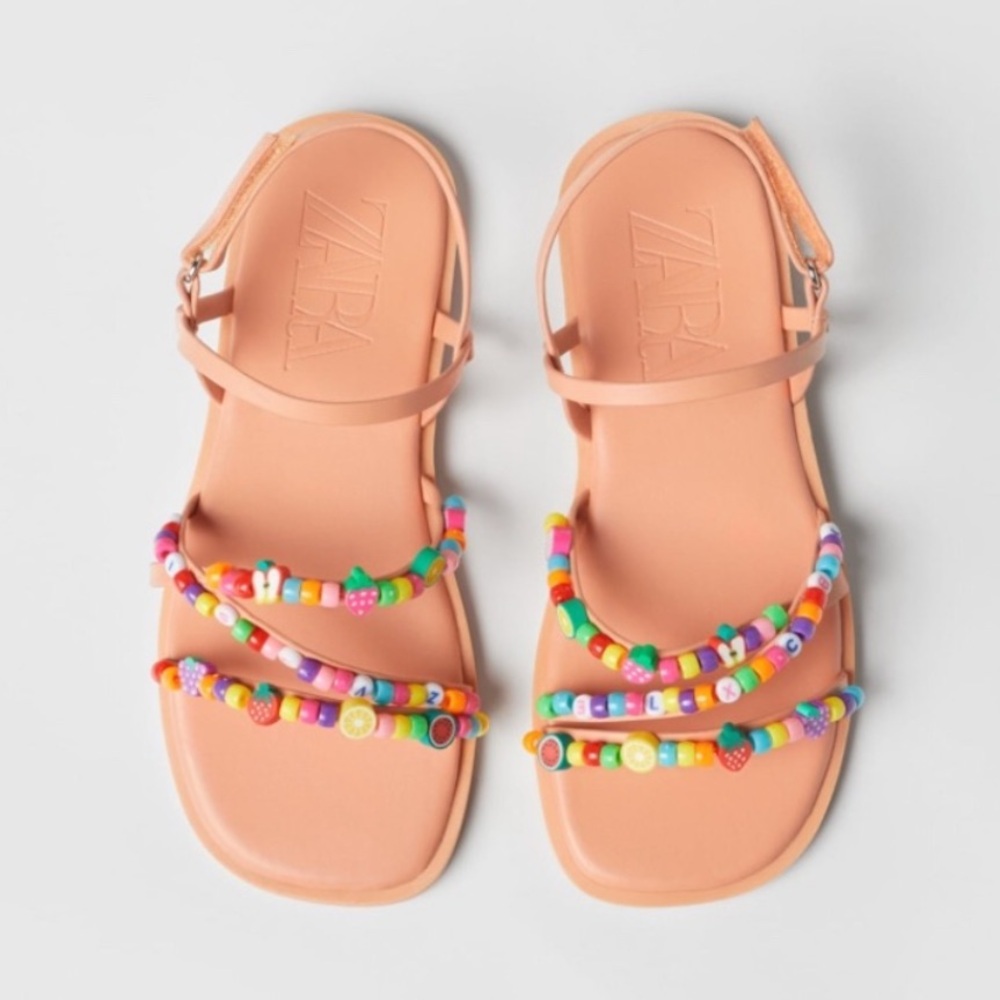 Zara Girls Sandals Beaded Beads Size 31 US 13